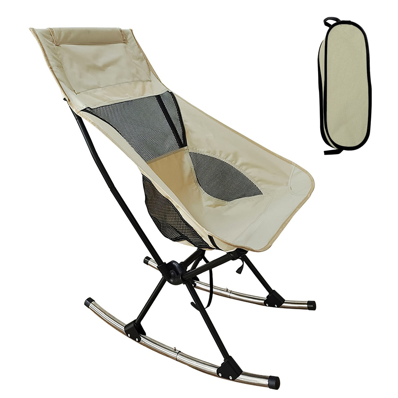 Portable Camping Rocking Chair with Carry Bag, High Back