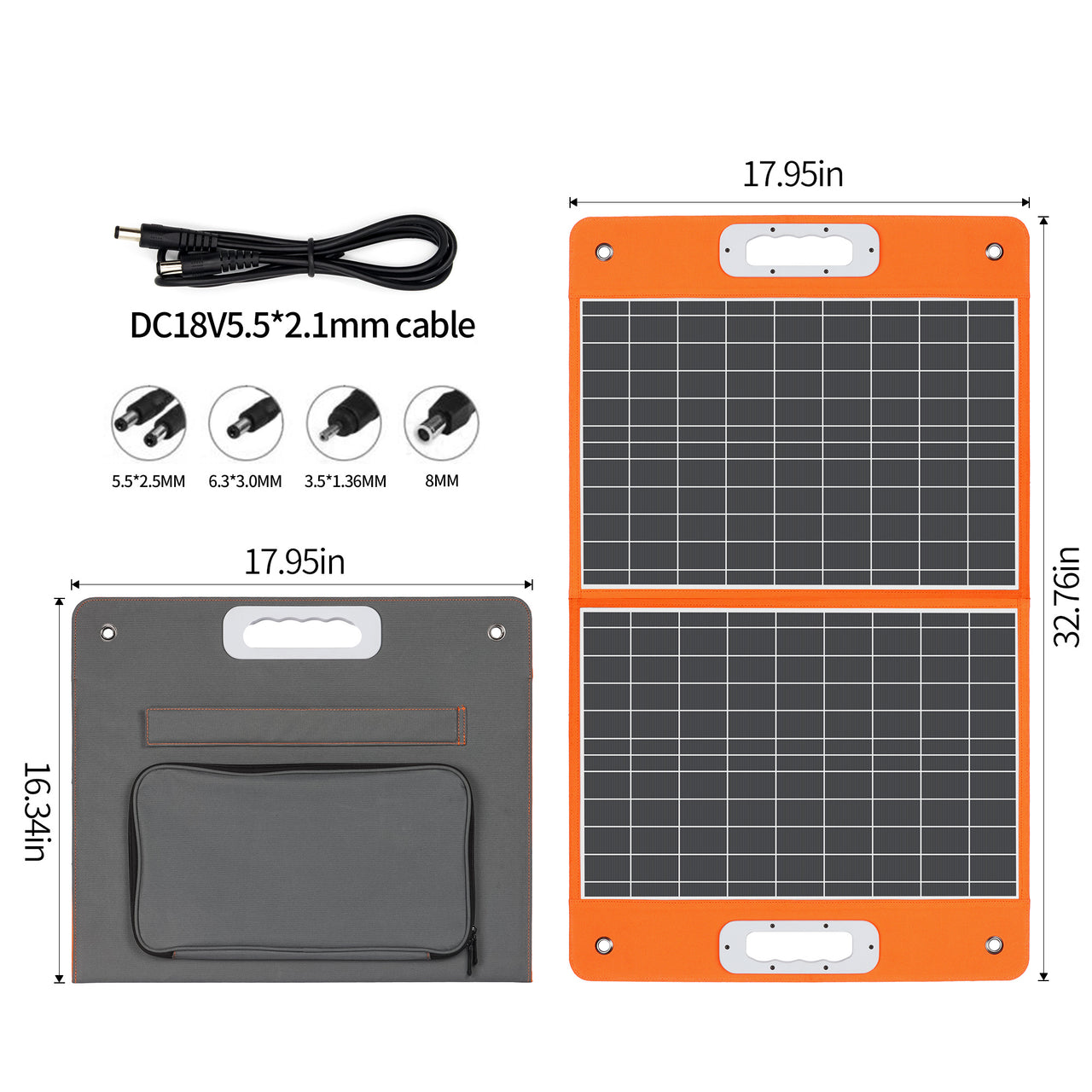 60W 18V Portable Solar Panel;  Flashfish Foldable Solar Charger with 5V USB 18V DC Output Compatible with Portable Generator