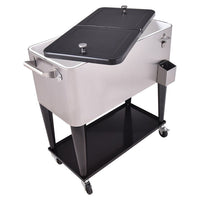 Thumbnail for 80 Quart Patio Rolling Stainless Steel Ice Beverage Cooler