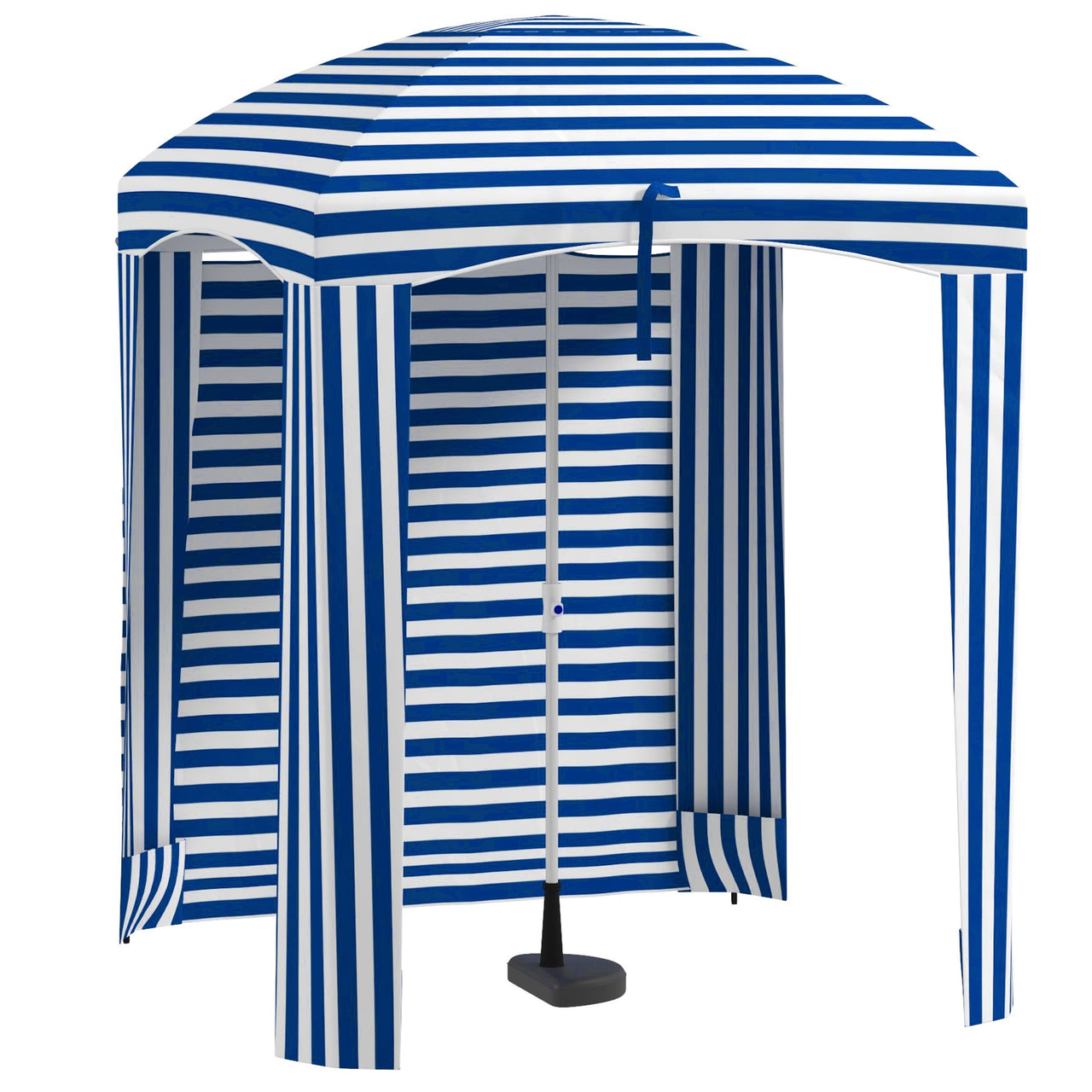 Outsunny 5.9' x 5.9' Ruffled Portable Beach Cabana with Walls, Vents, Sandbags, Carry Bag, Blue & White Stripe