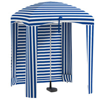 Thumbnail for Outsunny 5.9' x 5.9' Ruffled Portable Beach Cabana with Walls, Vents, Sandbags, Carry Bag, Blue & White Stripe