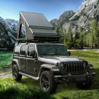 Thumbnail for Trustmade Triangle Aluminium Black Hard Shell Grey Rooftop Tent with Roof Rack Scout Plus Series