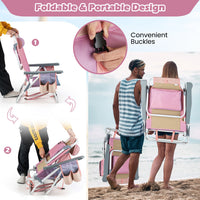 Thumbnail for 2 Pieces Folding Backpack Beach Chair with Pillow