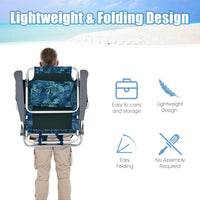 Thumbnail for 2 Pieces Folding Backpack Beach Chair with Pillow