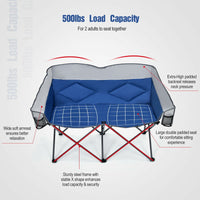 Thumbnail for Folding Loveseat Camping Chair with Bags and Padded Backrest