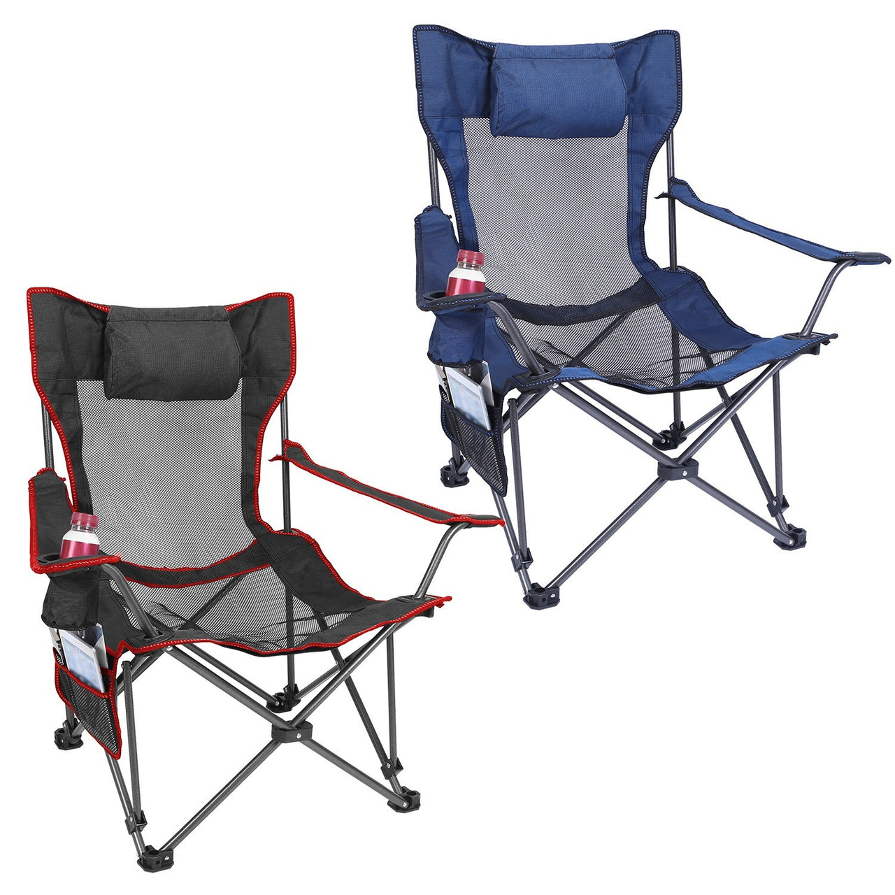 Foldable Camping Chair 330LBS Load Heavy Duty Steel