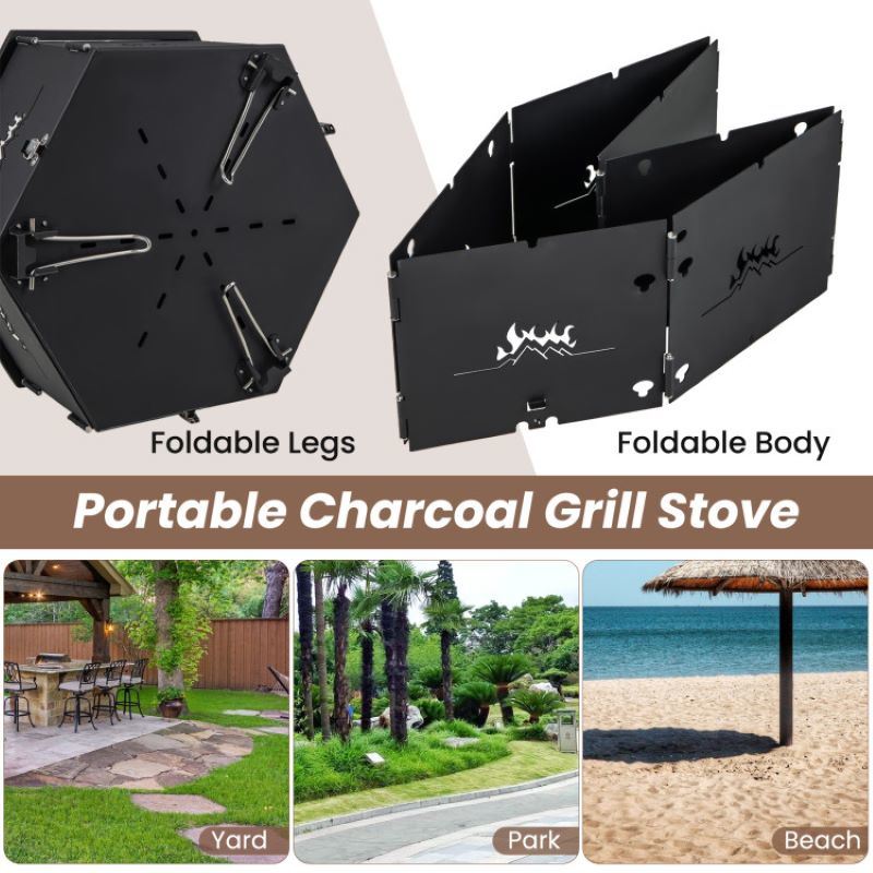 Portable Charcoal Grill Stove with Foldable Body