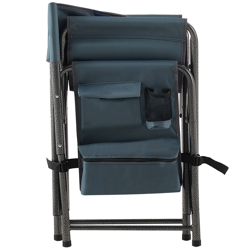 2-piece Padded Folding Outdoor Chair with Storage Pockets; Lightweight Oversized Directors Chair