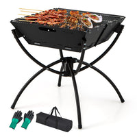 Thumbnail for 3-in-1 Camping Campfire Grill with Stainless Steel Grills Carrying Bag & Gloves