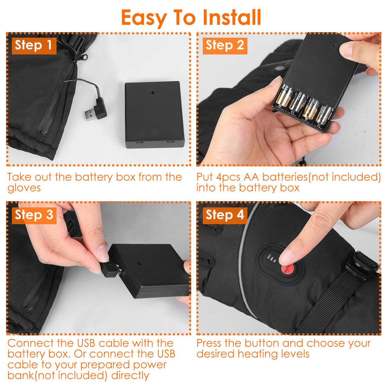 Electric Heated Gloves-Battery Powered,Touchscreen