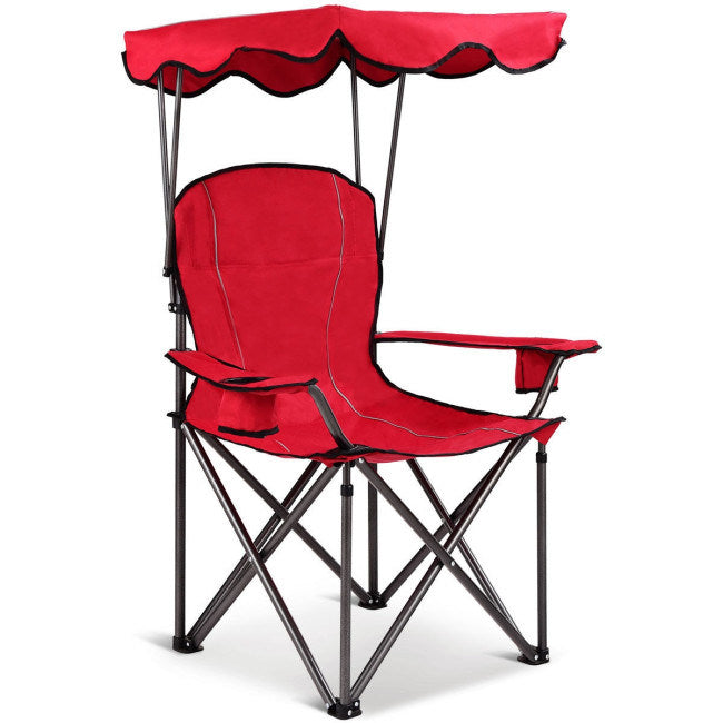 Folding Beach Canopy Chair with Cup Holders