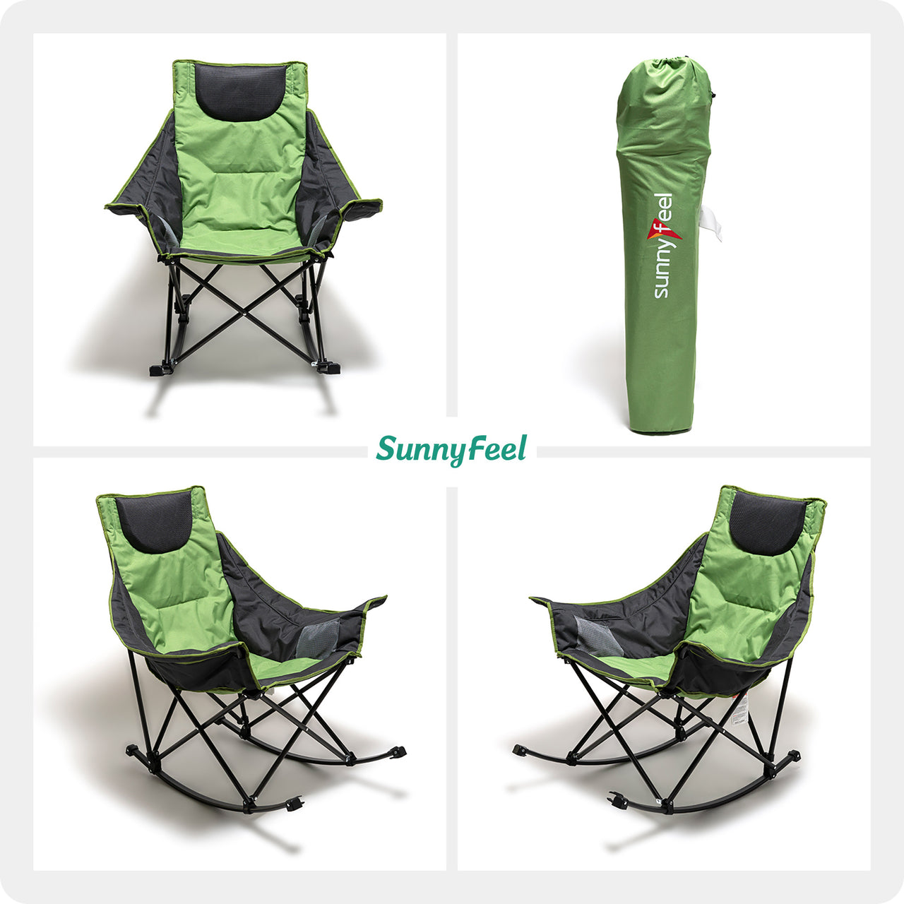 Sunnyfeel Oversized Camping Rocking Chair for Adults, Luxury Padded Recliner