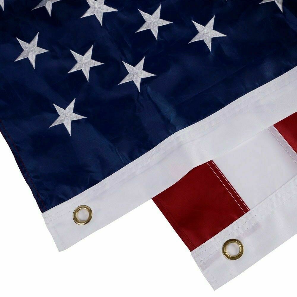 American Flag 10x15 ft, 8x12 ft, 6x10 ft, 5x8 ft, 4x6 ft, 3x5 ft, 2x3 ft, Outdoor Heavy Duty-Embroidered Stars- Sewn Stripes-Fade Resistant- Brass Grommets- All Weather