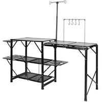 Thumbnail for VEVOR Camping Kitchen Table, One-piece Folding Portable Cook Station w/ Carrying Bag, 3 Side Tables, 2 Shelves & A Detachable Sink