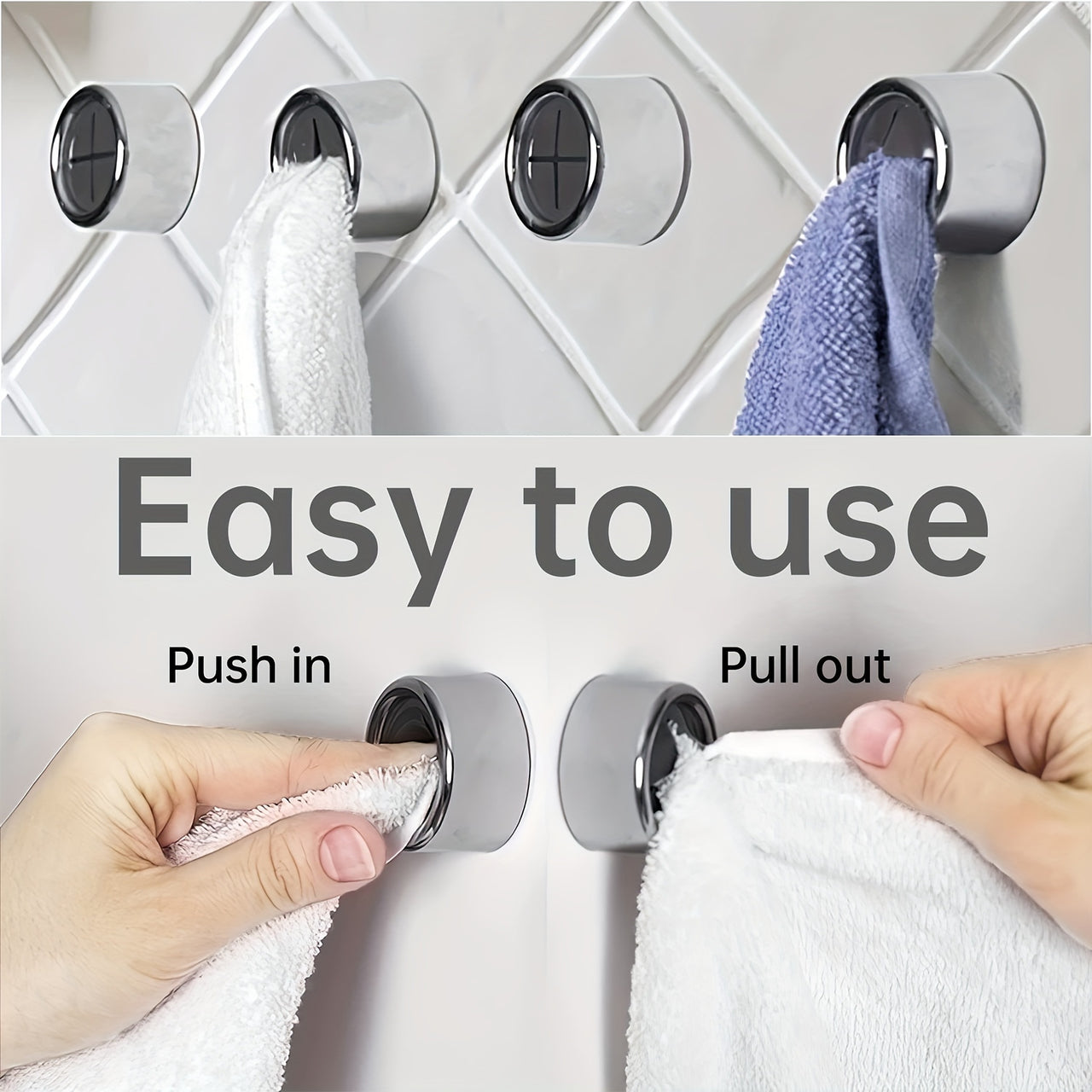 1/3/8pcs Kitchen Towel Holder, Self Adhesive Wall Dish Towel Hook, Round Wall Mount Towel Holder