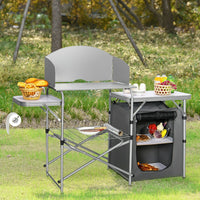 Thumbnail for Foldable Outdoor BBQ Portable Grilling Table with Windscreen Bag