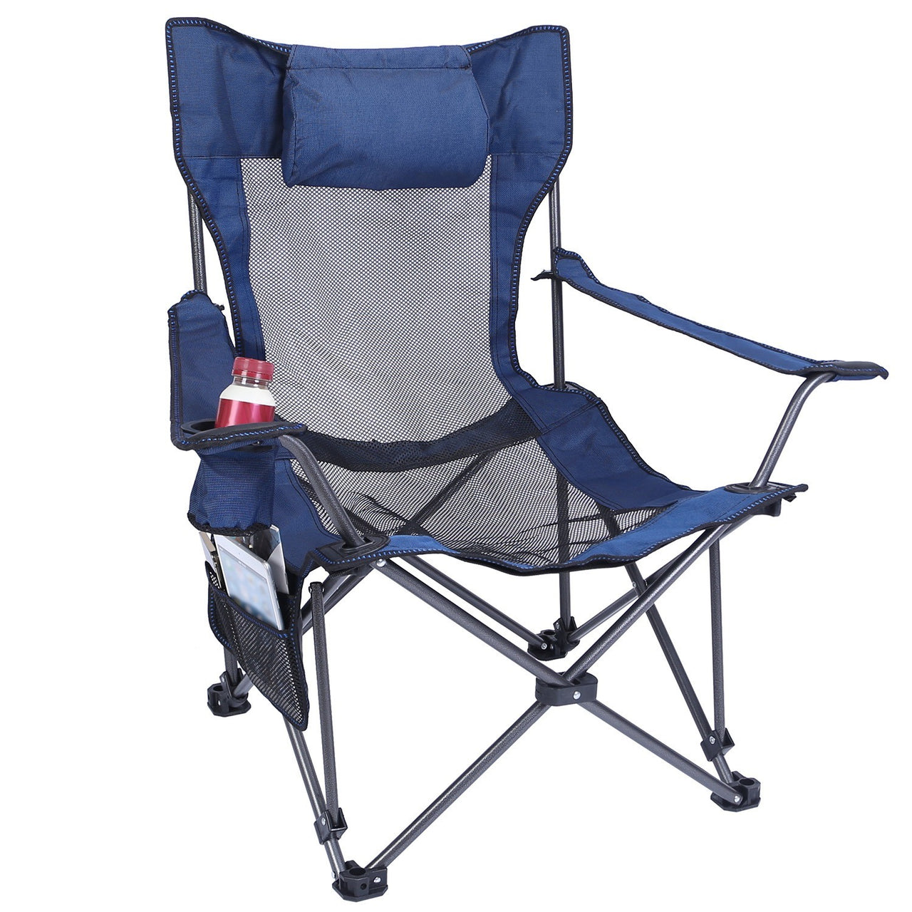 Foldable Camping Chair 330LBS Load Heavy Duty Steel