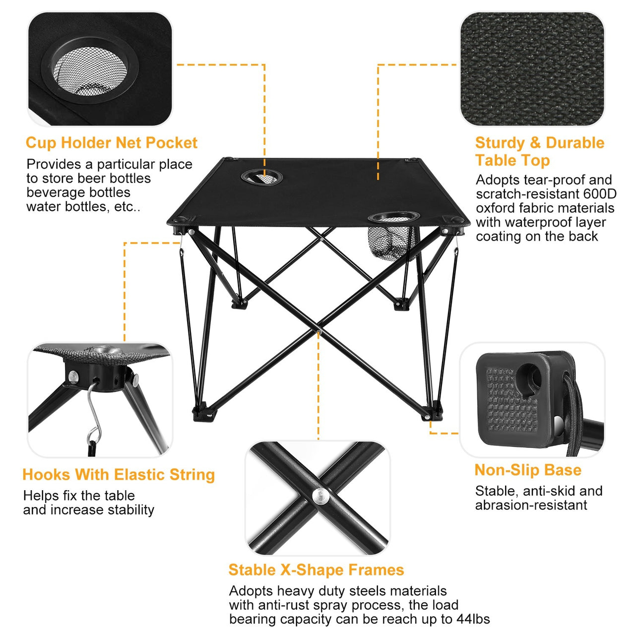 1Pc Foldable Camping Table Portable Picnic Table Lightweight