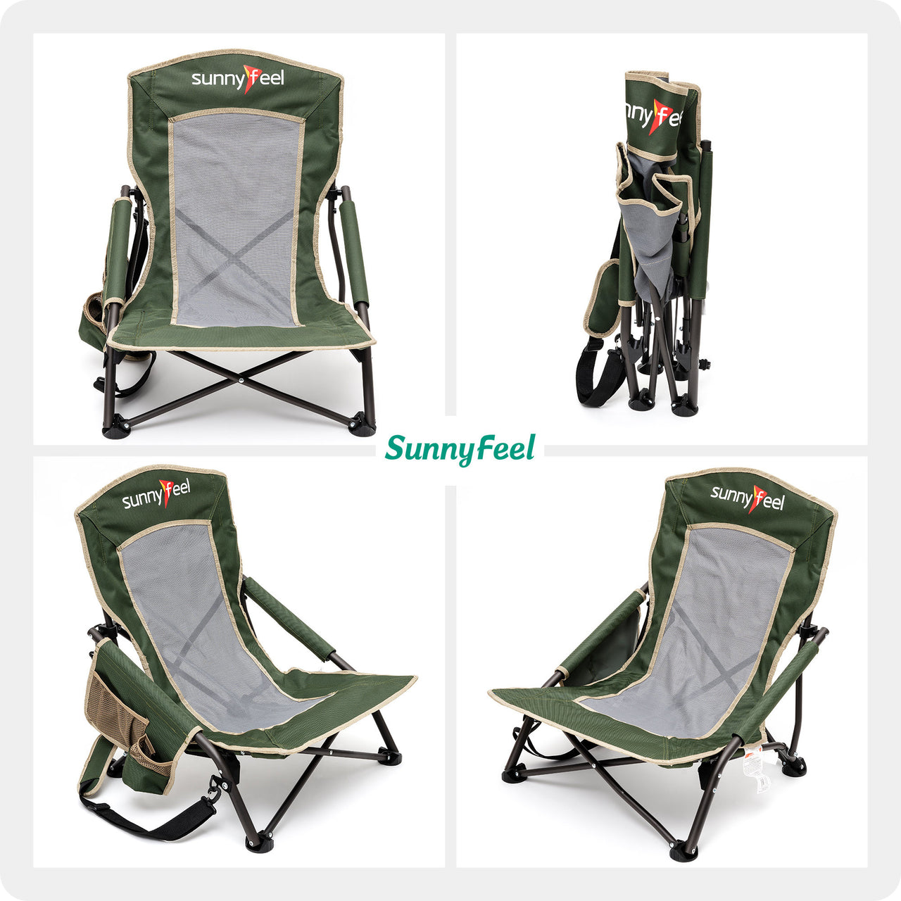 Low Folding Camping/Beach Chair, Mesh Back Lounger