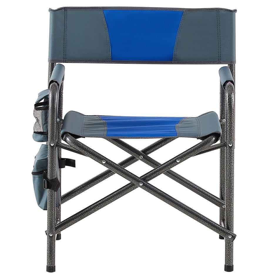 2-piece Padded Folding Outdoor Chair with Storage Pockets; Lightweight Oversized Directors Chair