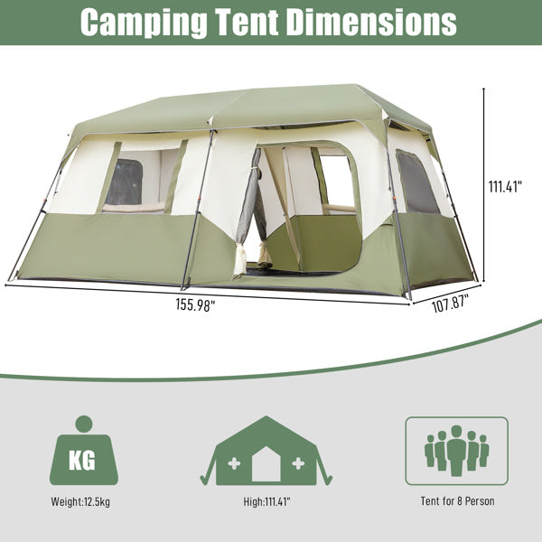 8 Person Camping Tent with Rainfly and Carry Bag