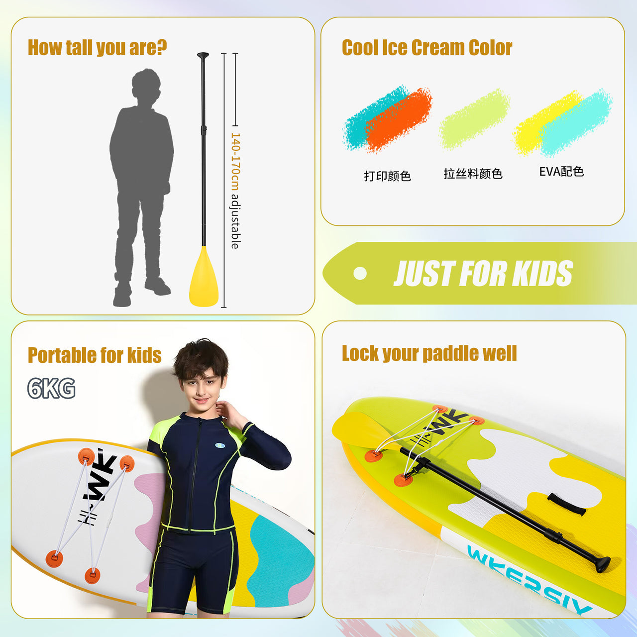 Inflatable Paddle Board 8' Kids SUP - Complete Package