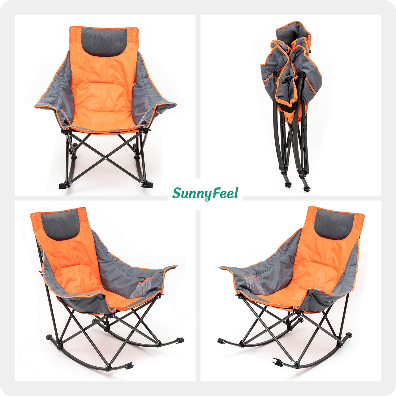 Sunnyfeel Oversized Camping Rocking Chair for Adults, Luxury Padded Recliner