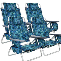 Thumbnail for 4-Pack, 5-Position Backpack Reclining Beach Chairs with Pillow