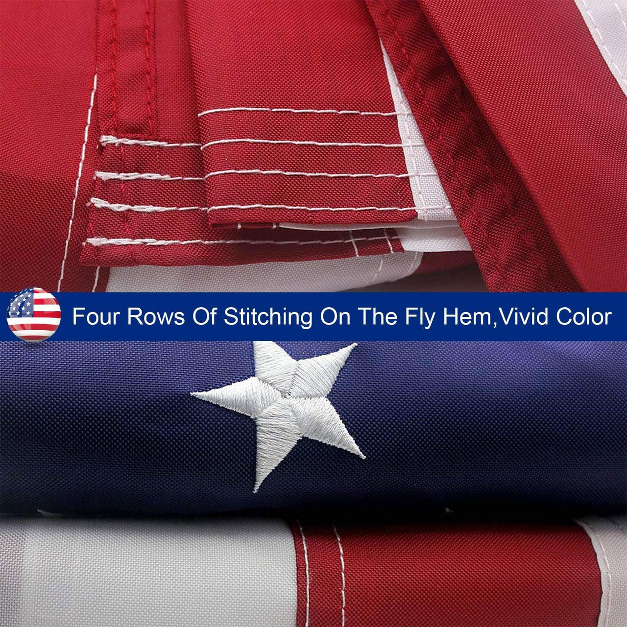 American Flag 10x15 ft, 8x12 ft, 6x10 ft, 5x8 ft, 4x6 ft, 3x5 ft, 2x3 ft, Outdoor Heavy Duty-Embroidered Stars- Sewn Stripes-Fade Resistant- Brass Grommets- All Weather