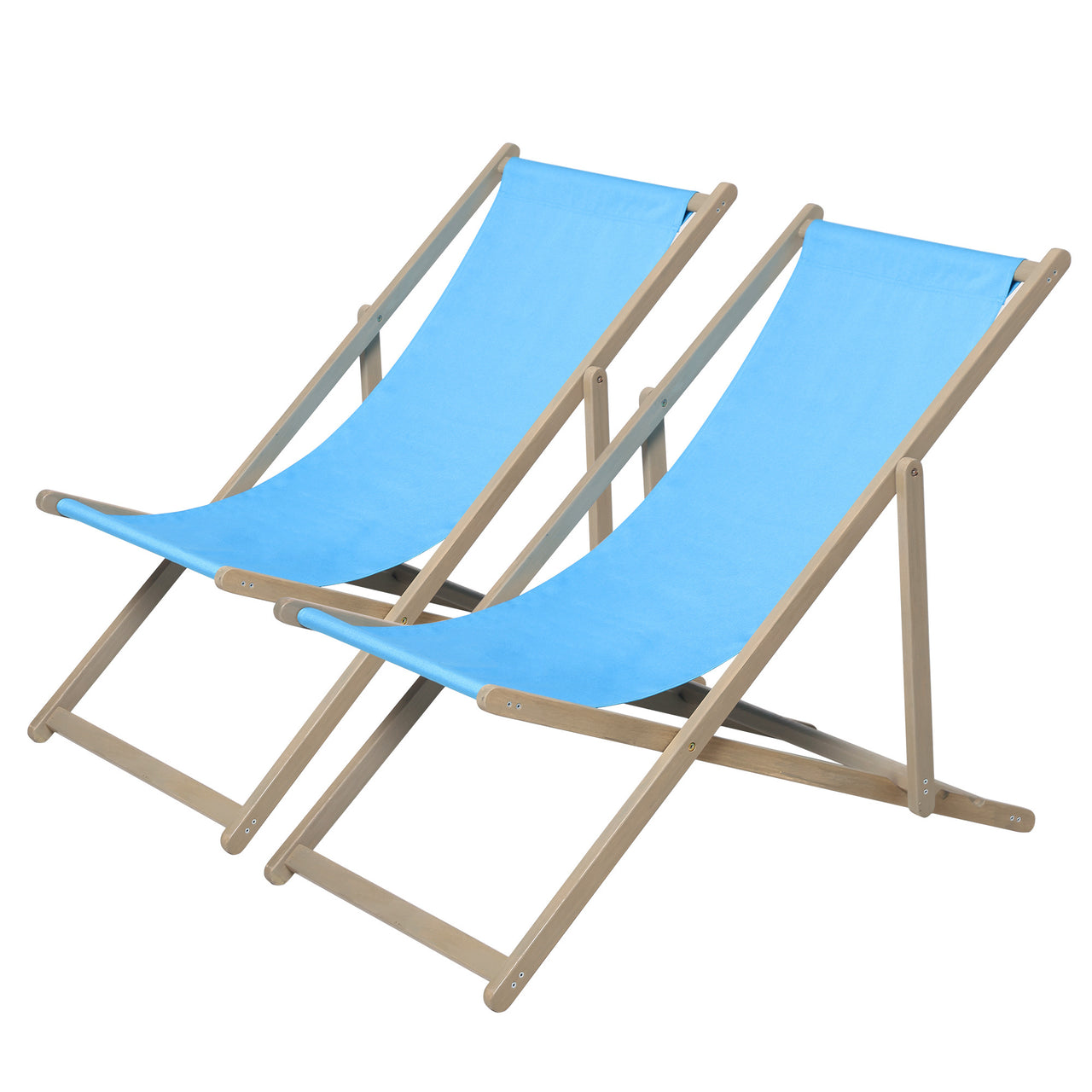 Beach Sling Patio Chair Set of 2,Wooden Folding Outdoor Chair