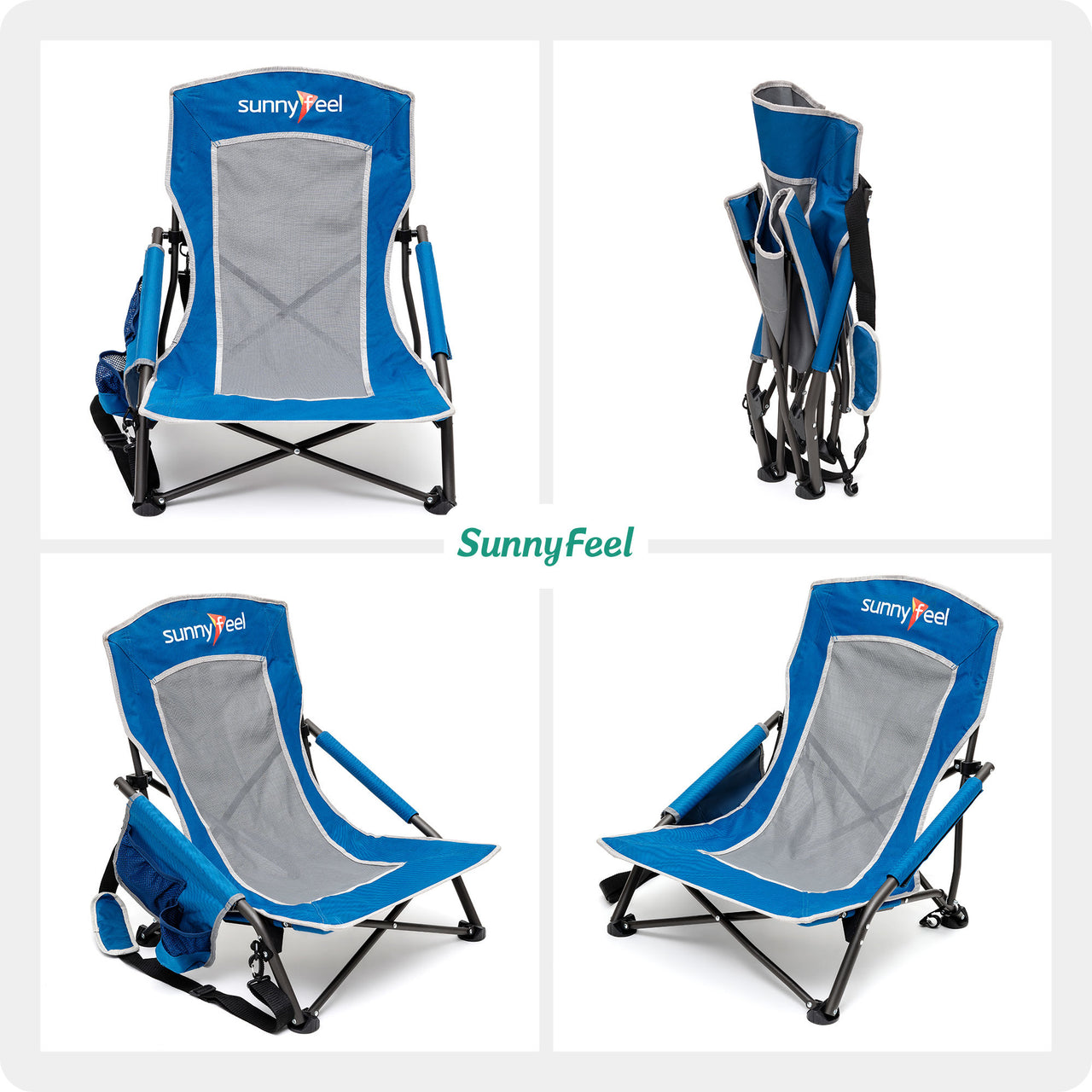 Low Folding Camping/Beach Chair, Mesh Back Lounger