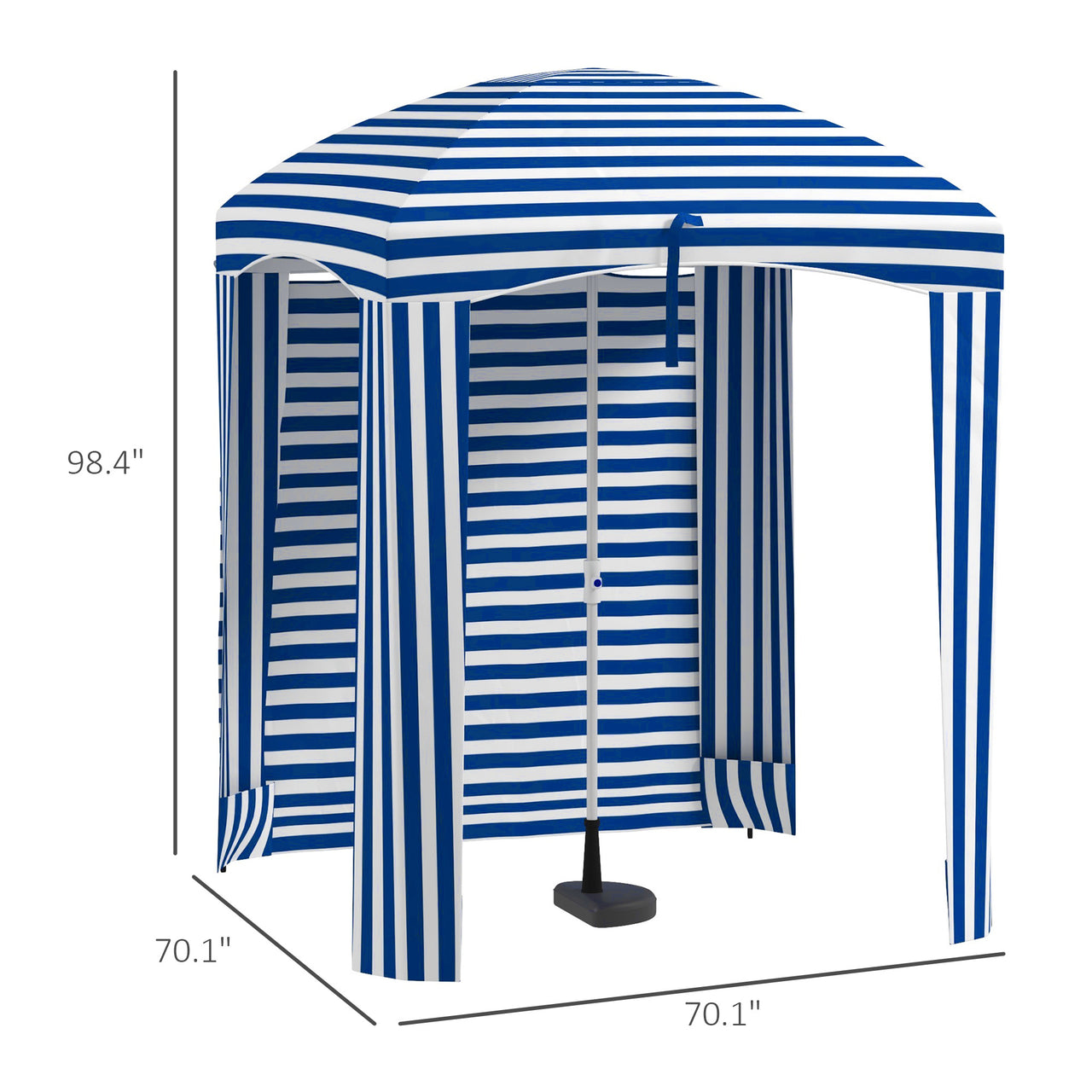 Outsunny 5.9' x 5.9' Ruffled Portable Beach Cabana with Walls, Vents, Sandbags, Carry Bag, Blue & White Stripe