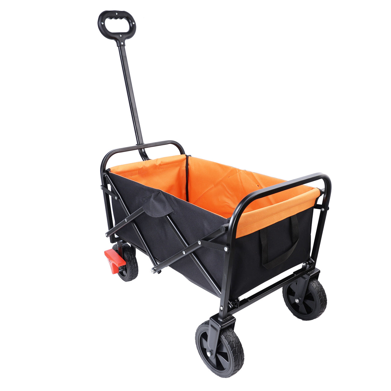 Mini Folding Wagon Garden Shopping Beach Cart (brake+orange+black)