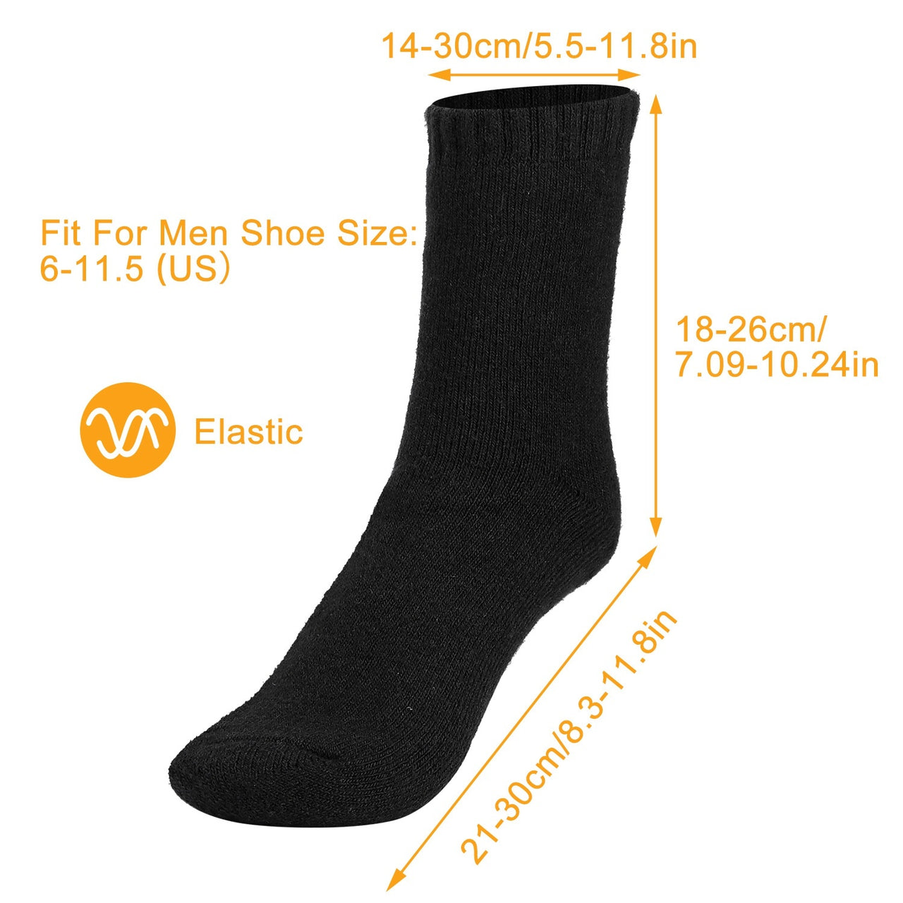 3 Pairs Men Warm Wool Socks -Moisture Wicking Socks