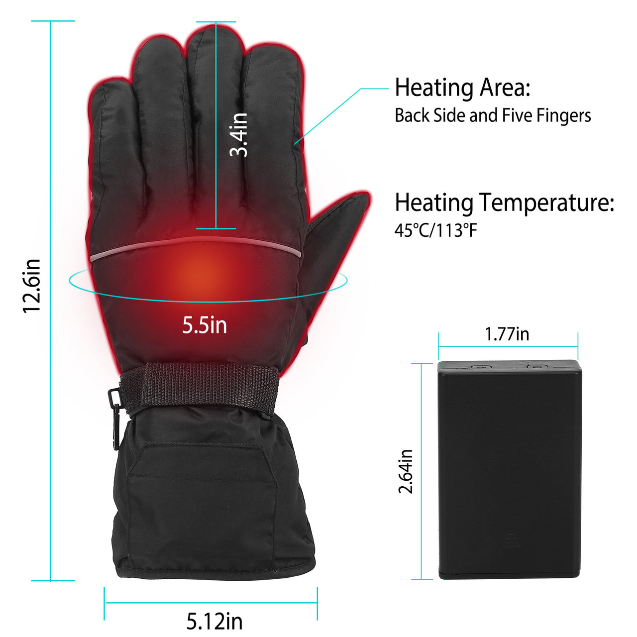 Battery Powered Heated Waterproof Gloves