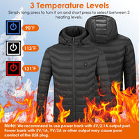 Thumbnail for Heated Jacket -Lightweight Winter Hooded Jacket with 3-Level Heating Modes 8 Heating Zones Detachable Zipper Hood