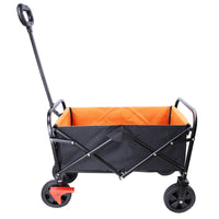 Thumbnail for Mini Folding Wagon Garden Shopping Beach Cart (brake+orange+black)