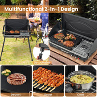 Thumbnail for 2-in-1 Gas Camping Grill and Stove with Detachable Legs