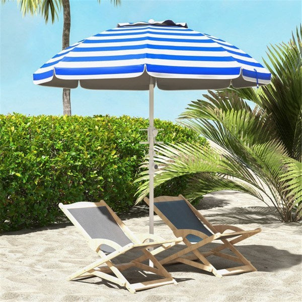 High Quality Beach Umbrella Blue-White Stripe