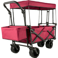 Thumbnail for VEVOR Extra Large Collapsible Beach Cart with Removable Canopy-  Red