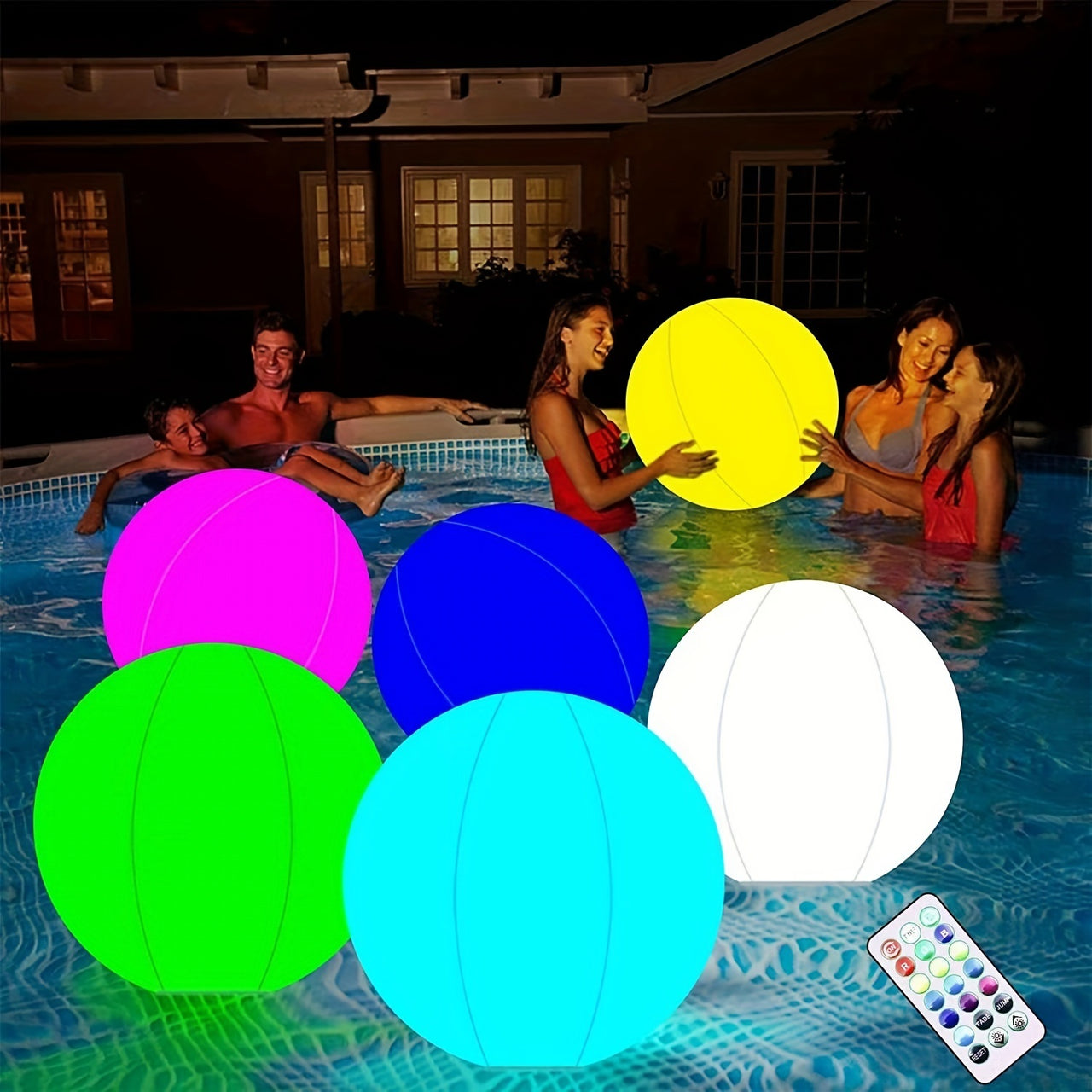 Beach Inflatable Color 1 Pack, Waterproof Inflatable Led Beach Ball--16 Colors 4 Light Modes ...