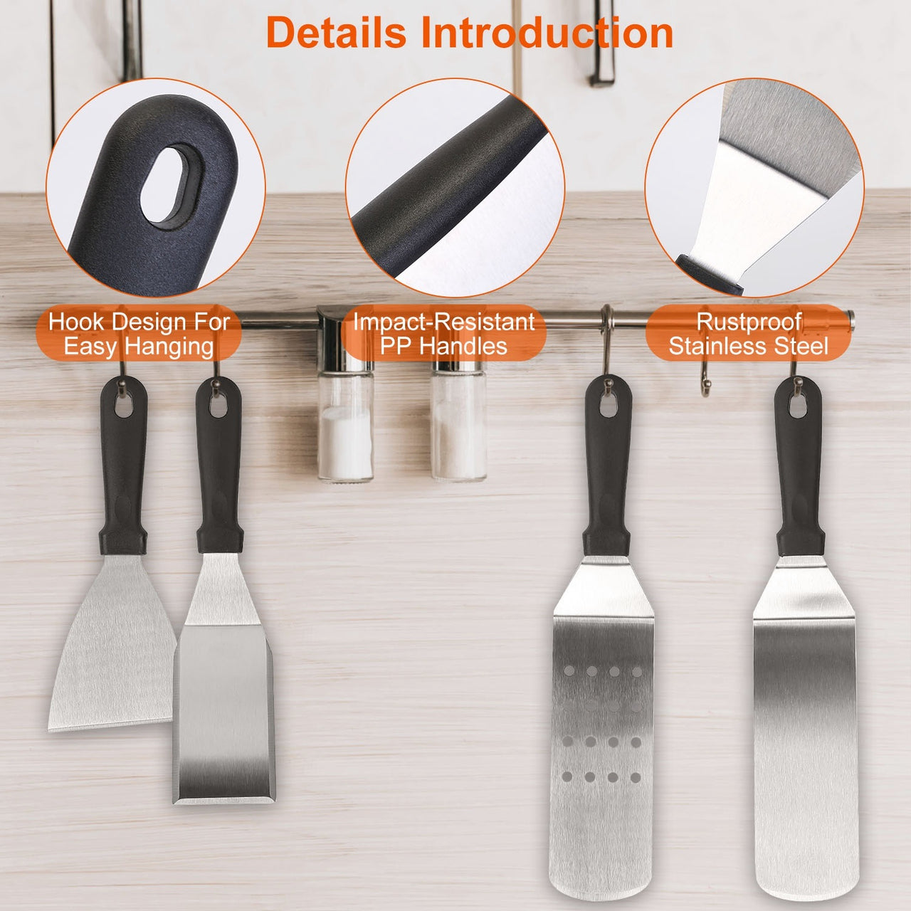 7Pcs Griddle Accessories Kit Stainless Spatulas Set