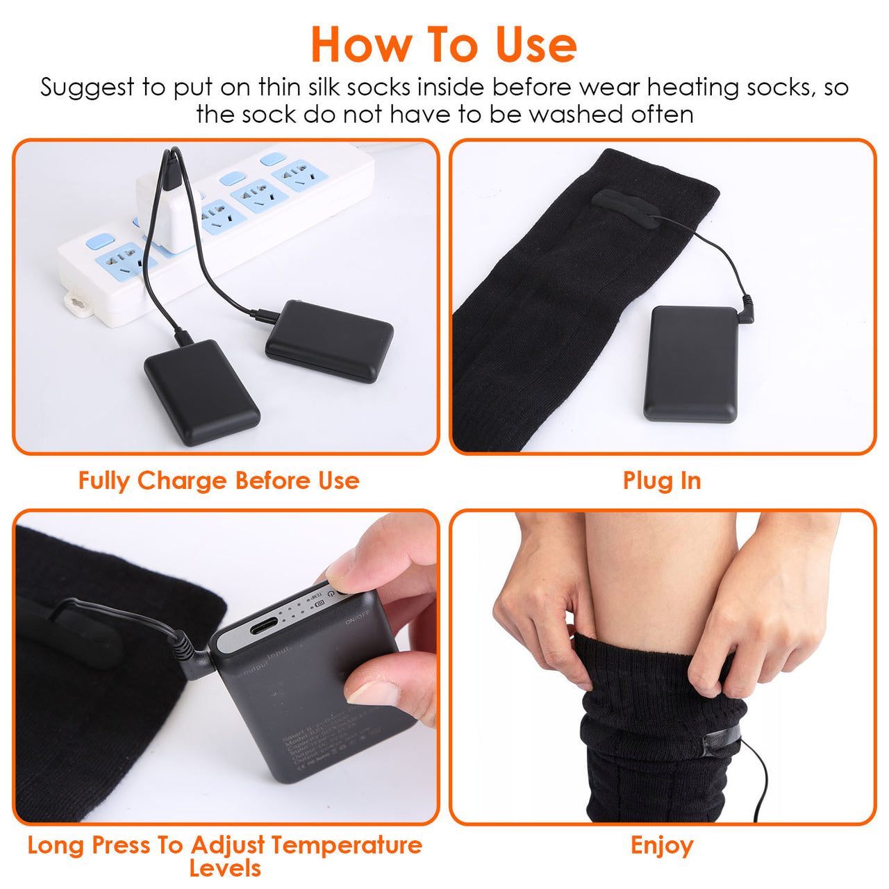 Electric Heated Socks for Men Women-Battery Powered Heated Socks, Rechargeable