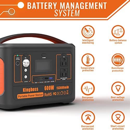 Portable Power Station 110V/600W 568Wh Lithium Battery Pure Sine Wave AC Outlet DC USB