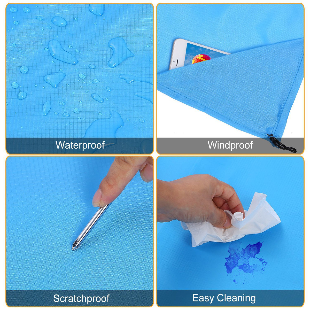 Beach Blanket 4.6' x 6.6' Waterproof/Sandproof Foldable Mat