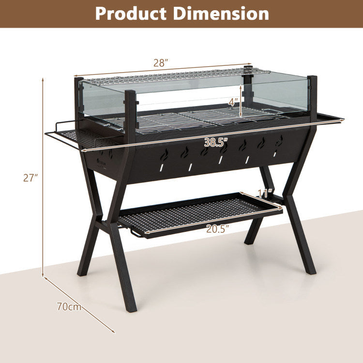 Barbecue Charcoal Grill with Wind Guard Seasoning Racks