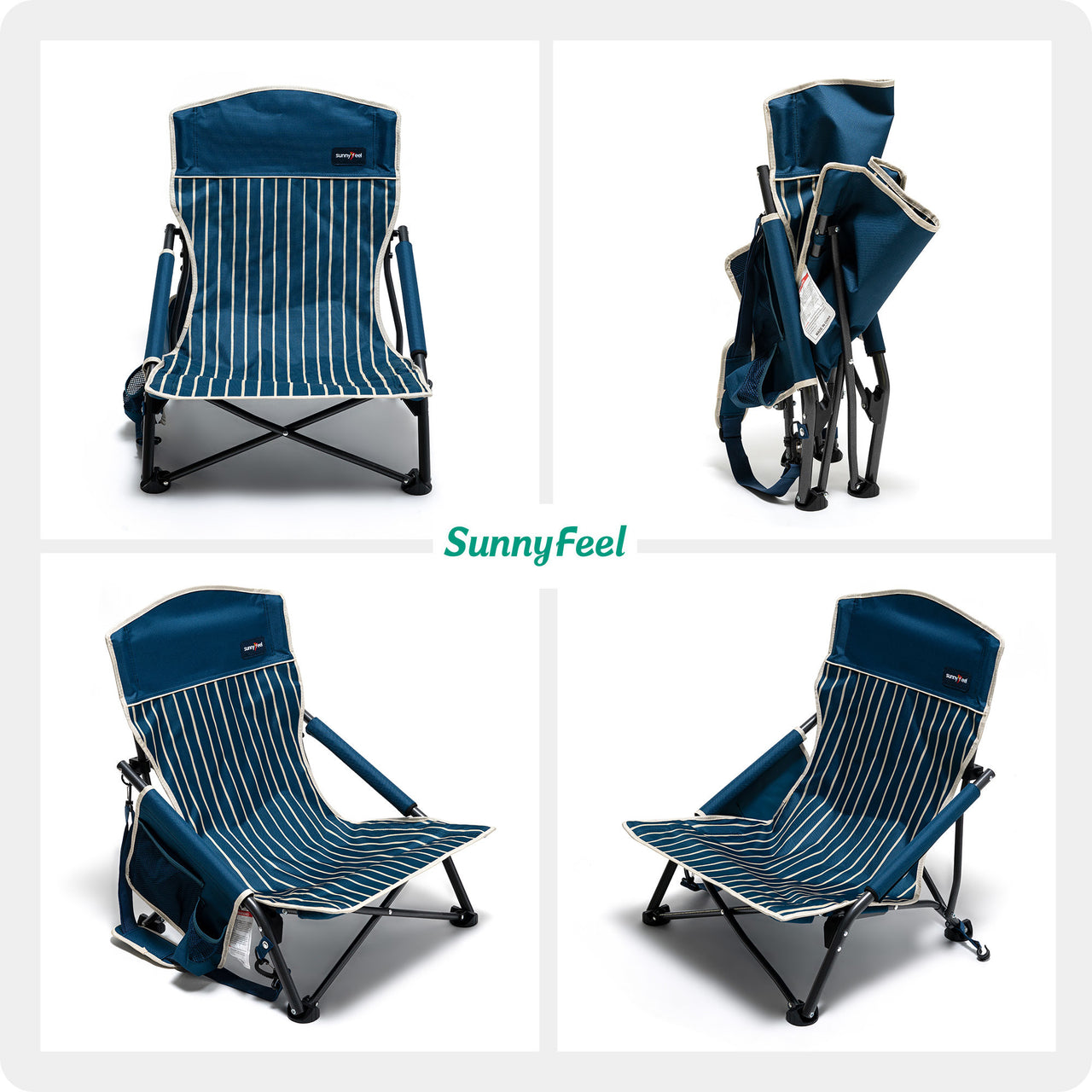 Low Folding Camping/Beach Chair, Mesh Back Lounger