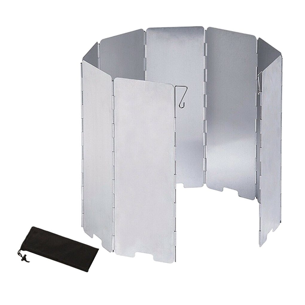 Gas Stove Wind Shield; Sturdy Aluminum Alloy-9 Plates-Windproof Screen