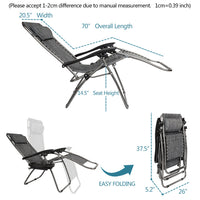 Thumbnail for Infinity Zero Gravity Chair 2 Pack, Outdoor Lounge Patio Chairs with Pillow and Utility Tray