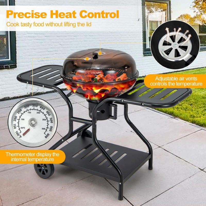 BBQ Charcoal Grill with Bottom Storage Shelf